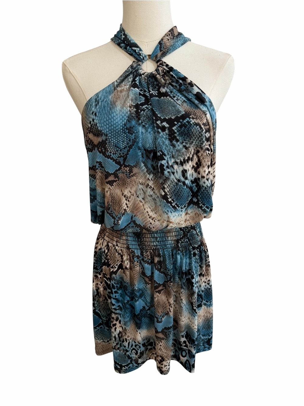 Ariella Snake-Print Halter Mini Dress - Picture 3 of 7